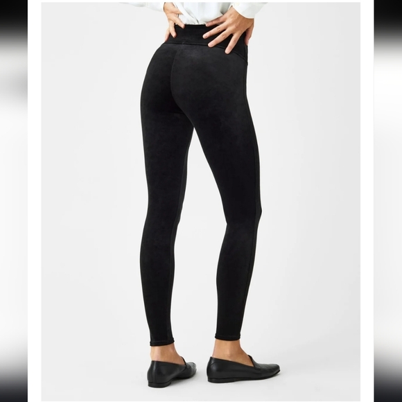 SPANX Womens Velvet Sleek Black Tummy control Leggings Size M - Picture 5 of 14